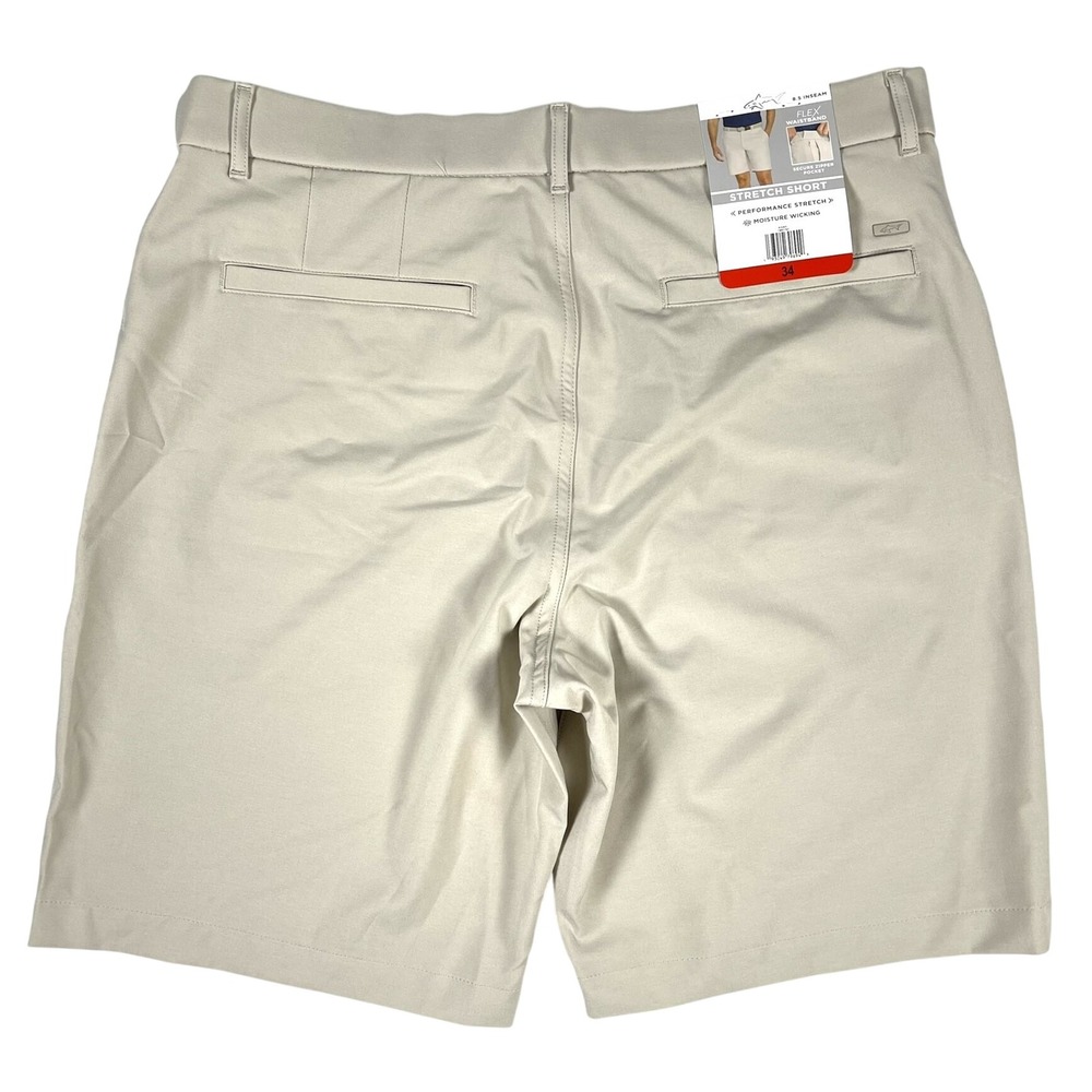 Greg Norman Mens Khaki ML75 Performance Stretch Golf Shorts 34 8.5 Inseam Ivory